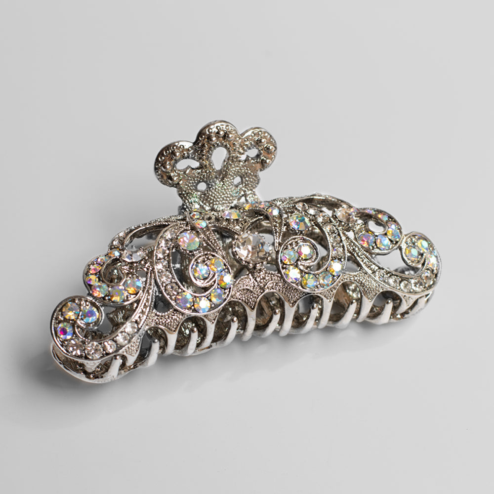 Large Crown Crystal Hair Claw Clip - Elegant Hair Clips for Women, Non-Slip Hair Clamp for Thick Hair - Perfect for Parties, Weddings & Everyday Hairstyles