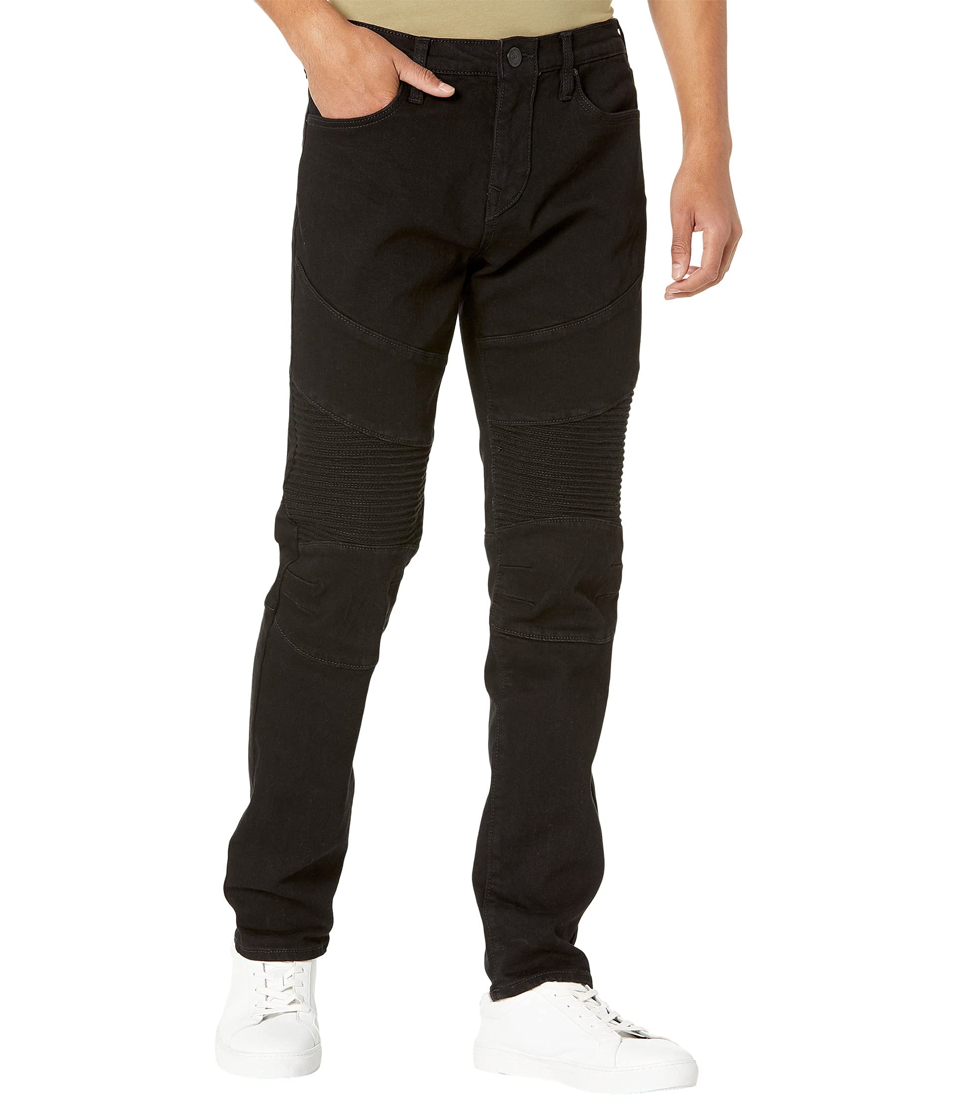 True Religion Men's Rocco Moto Skinny Fit Stretch Denim Jeans - Slim Fit Stretchable Comfort for Casual Wear & Night Out