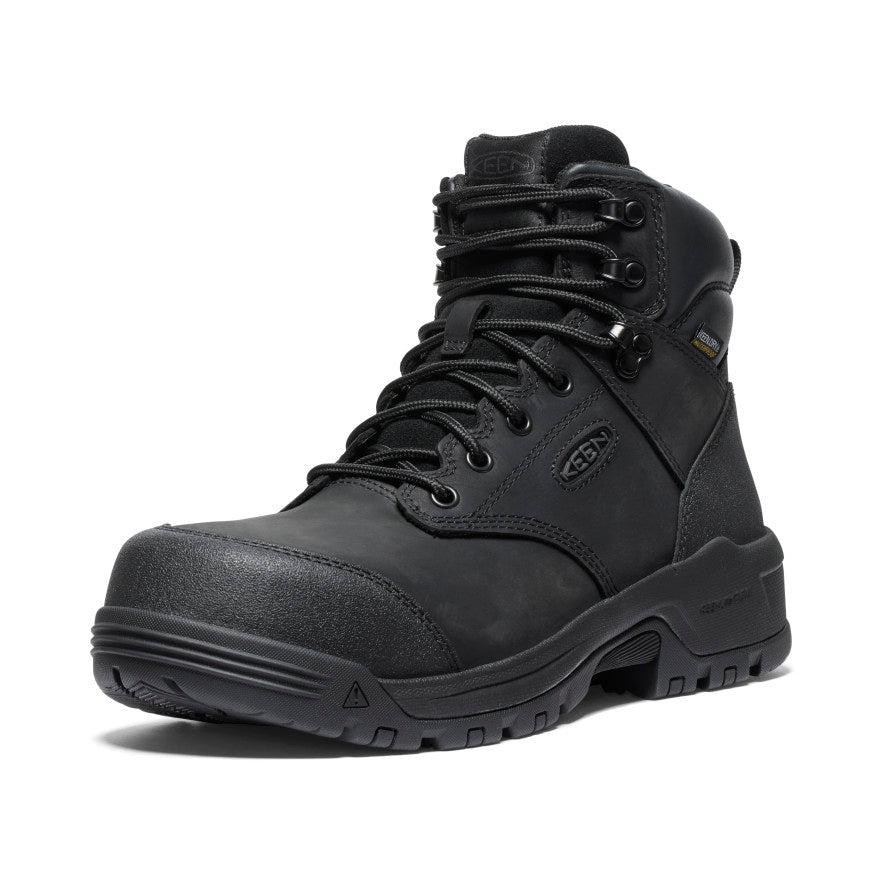 Men's Evanston 6 Waterproof Work Boot with Carbon Toe - Black/Black - Durable Safety Boots for Construction, Hiking & Outdoor Work