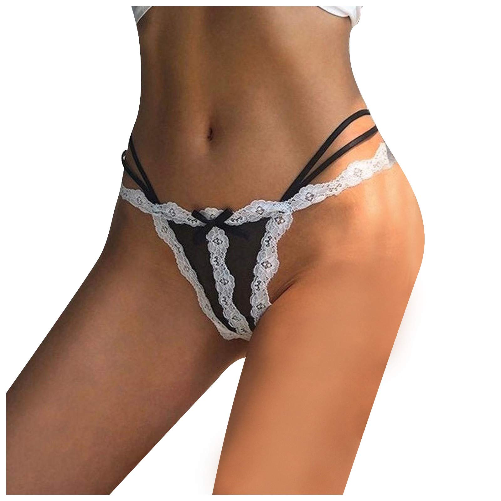 Sexy Lace Floral G-String Thong Panties for Women - High Cut Strappy T-Back Low Rise Hipster Underwear - Perfect for Date Night, Lingerie Gift & Special Occasions
