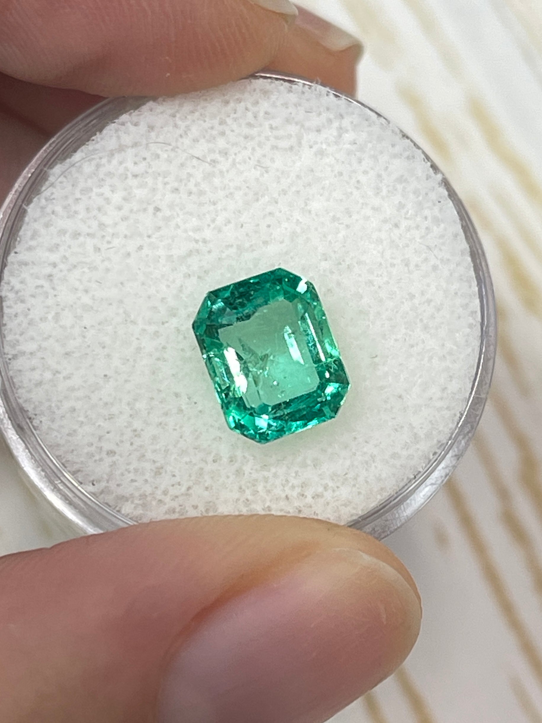 2.26 Carat 9x7mm Crystalline Yellowish Green Natural Loose Colombian Emerald - Emerald Cut Gemstone for Jewelry Making, Engagement Rings & Luxury Gifts