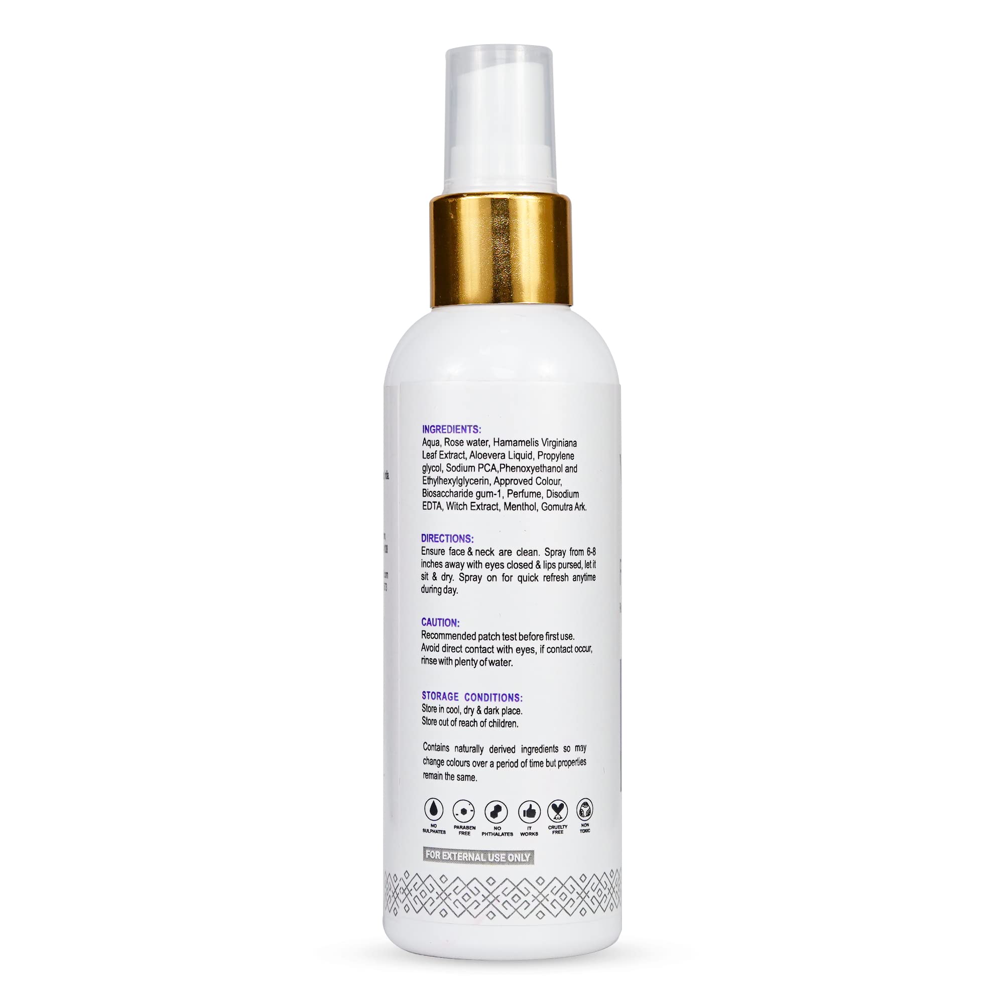 Vrajang Rose Water Face Mist with Aqua & Gomutra Ark - 100ml SLS & Paraben Free Hydrating Facial Spray | Perfect for Dry Skin, Post-Workout Refresh & Travel Skincare