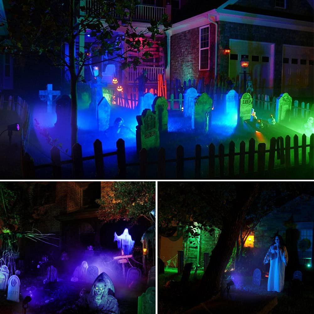 **Waterproof UV LED Blacklight Landscape Lights for Halloween - Outdoor Plug-in Black Light Spotlight with Spike Stand for Pathway, Garden, Yard, Lawn - Perfect for Halloween Decorations & Party Lighting**
