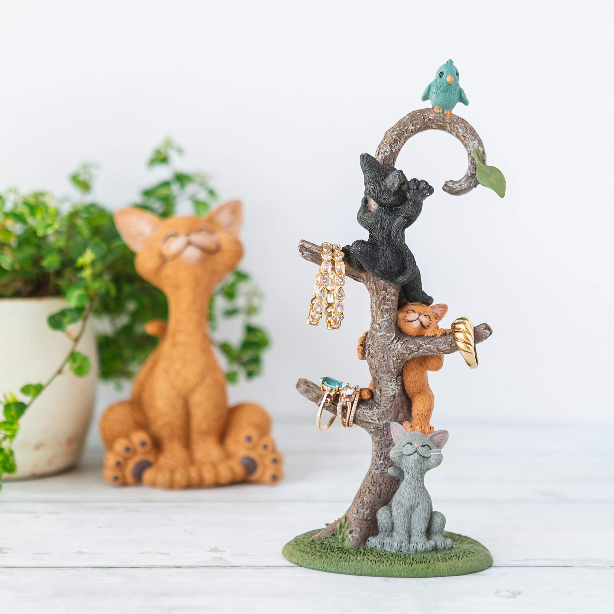 Happy Cat Climbing Tree Ring Holder - Cute Cat Lover Gift for Women & Girls - Home Decor