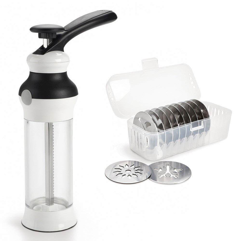 OXO Cookie Press - Stainless Steel Cookie Maker with 12 Discs for Perfect Holiday Cookies - Ideal for Christmas, Baking Parties & Homemade Treats