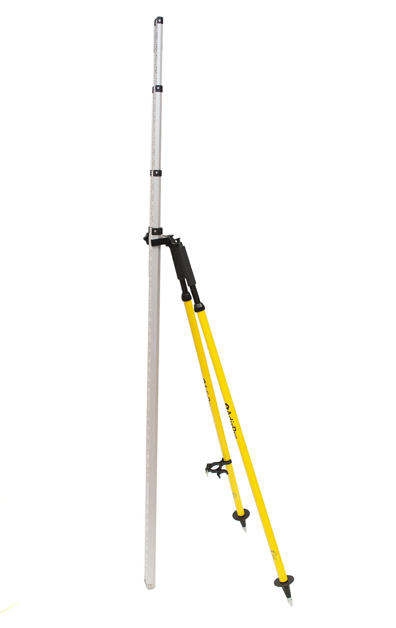 AdirPro Barcode Rod Bipod - Adjustable Surveying Tripod with Quick-Release Thumb Lock for Leveling Rods (Yellow) - Perfect for Land Surveying, Construction Layout & Engineering Measurements