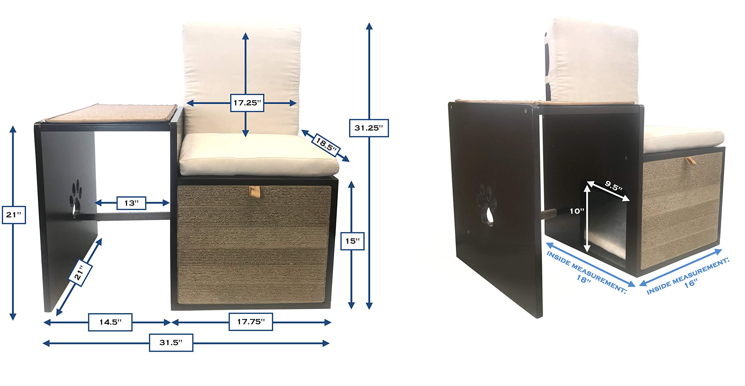 Penn-Plax Cat Walk Furniture: Modern Love Seat Bench & Play Hide for Pets – Stylish Pet Furniture for Small Cats & Dogs | Perfect for Living Rooms, Bedrooms & Home Decor