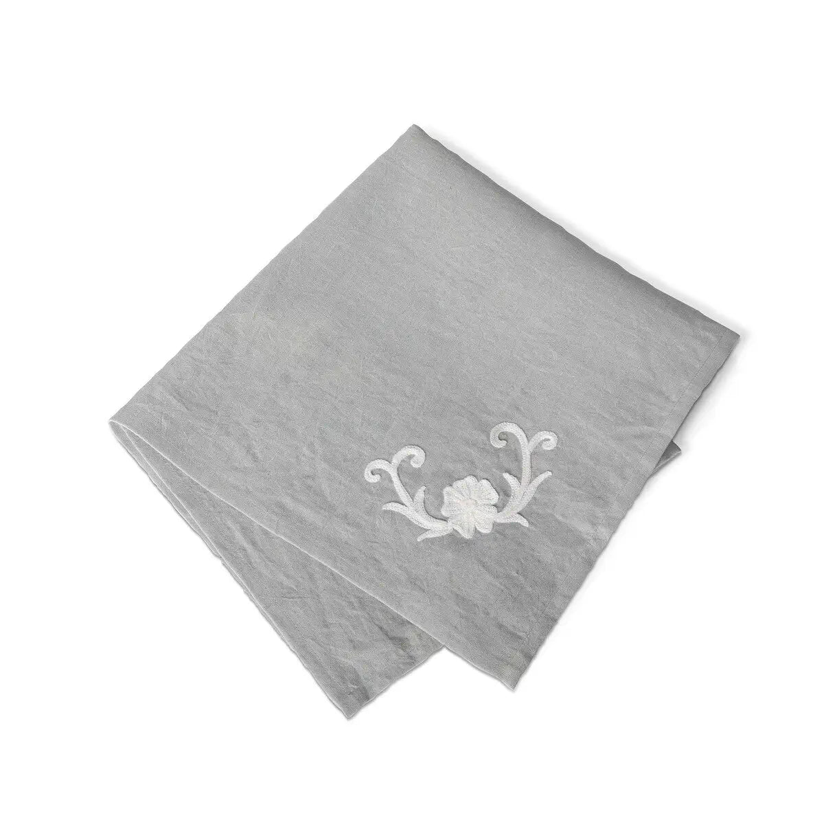 Cosette Embroidered Linen Napkins Set - Premium 100% Linen Table Napkins for Dining, Wedding, Party & Home Decor - Elegant Embroidered Cotton Thread Design