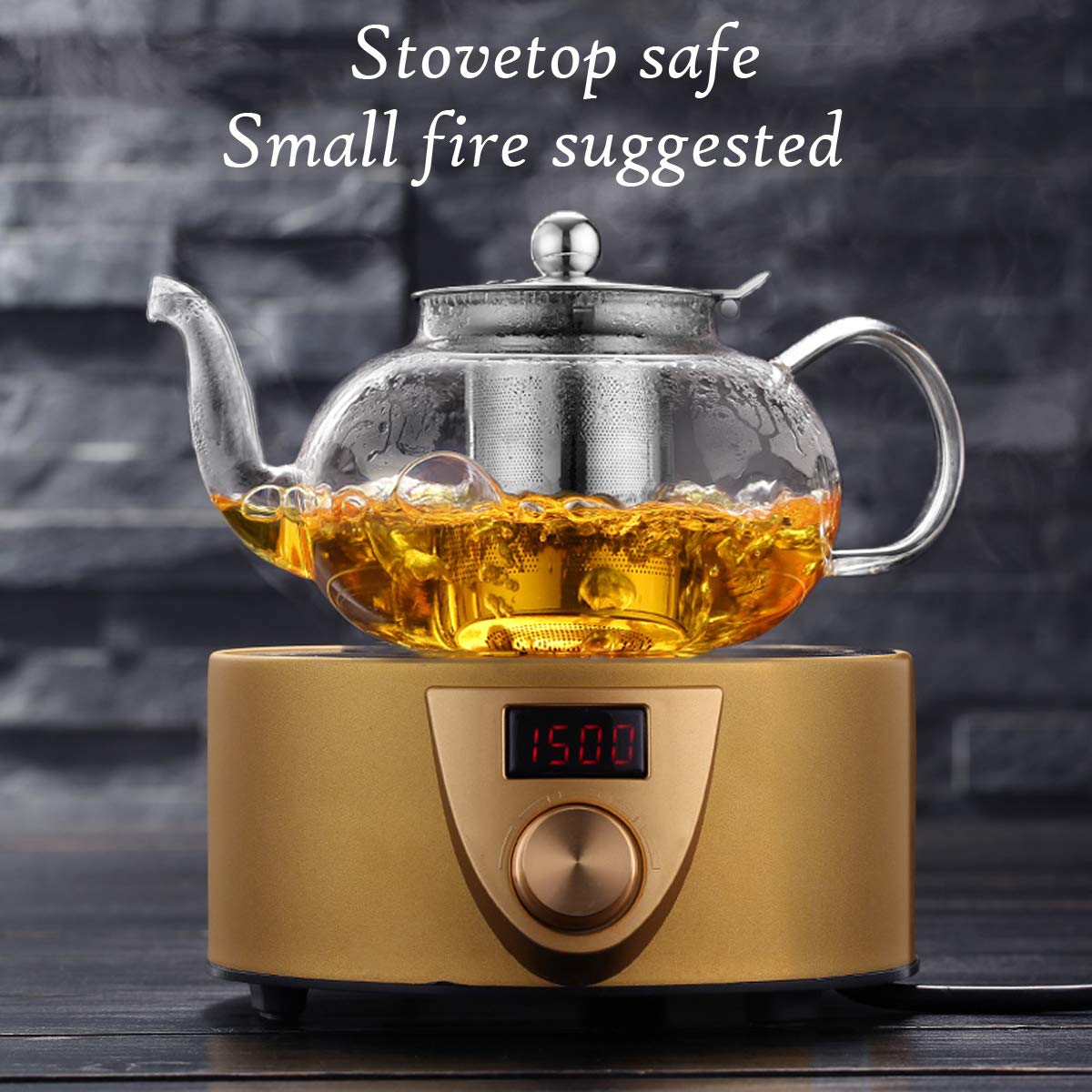 Artcome 34oz Glass Teapot with Removable Infuser - Stovetop Safe Blooming & Loose Leaf Tea Maker - Perfect for Home, Office & Tea Ceremonies