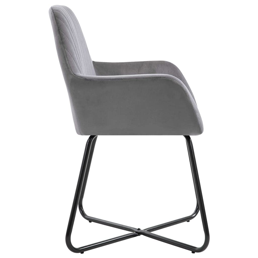 vidaXL 2-Piece Gray Velvet Upholstered Dining Chairs with Metal Legs - Modern Accent Chairs 24