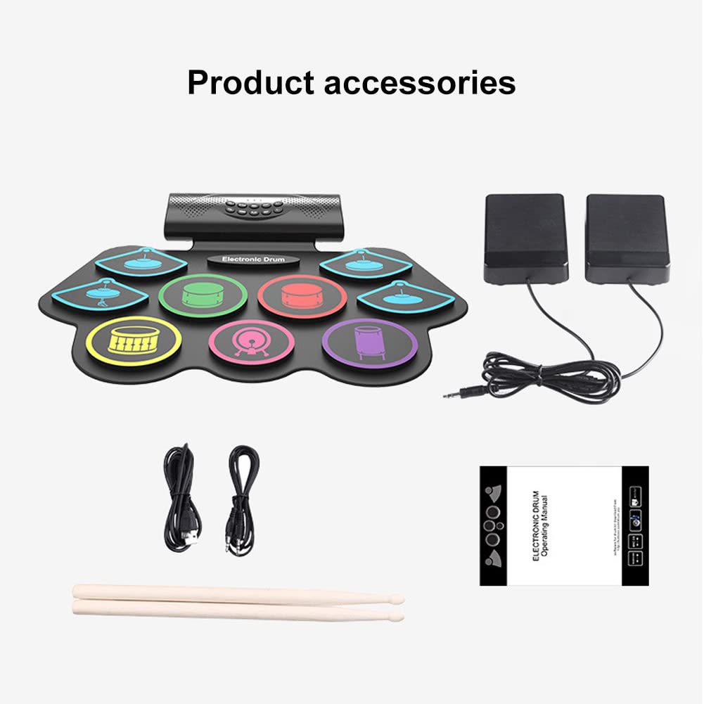 Hand-Rolled Portable Drum Set for Adults & Beginners - Bluetooth/APP Compatible with External Sound | Perfect for Home Practice, Live Performances & Travel