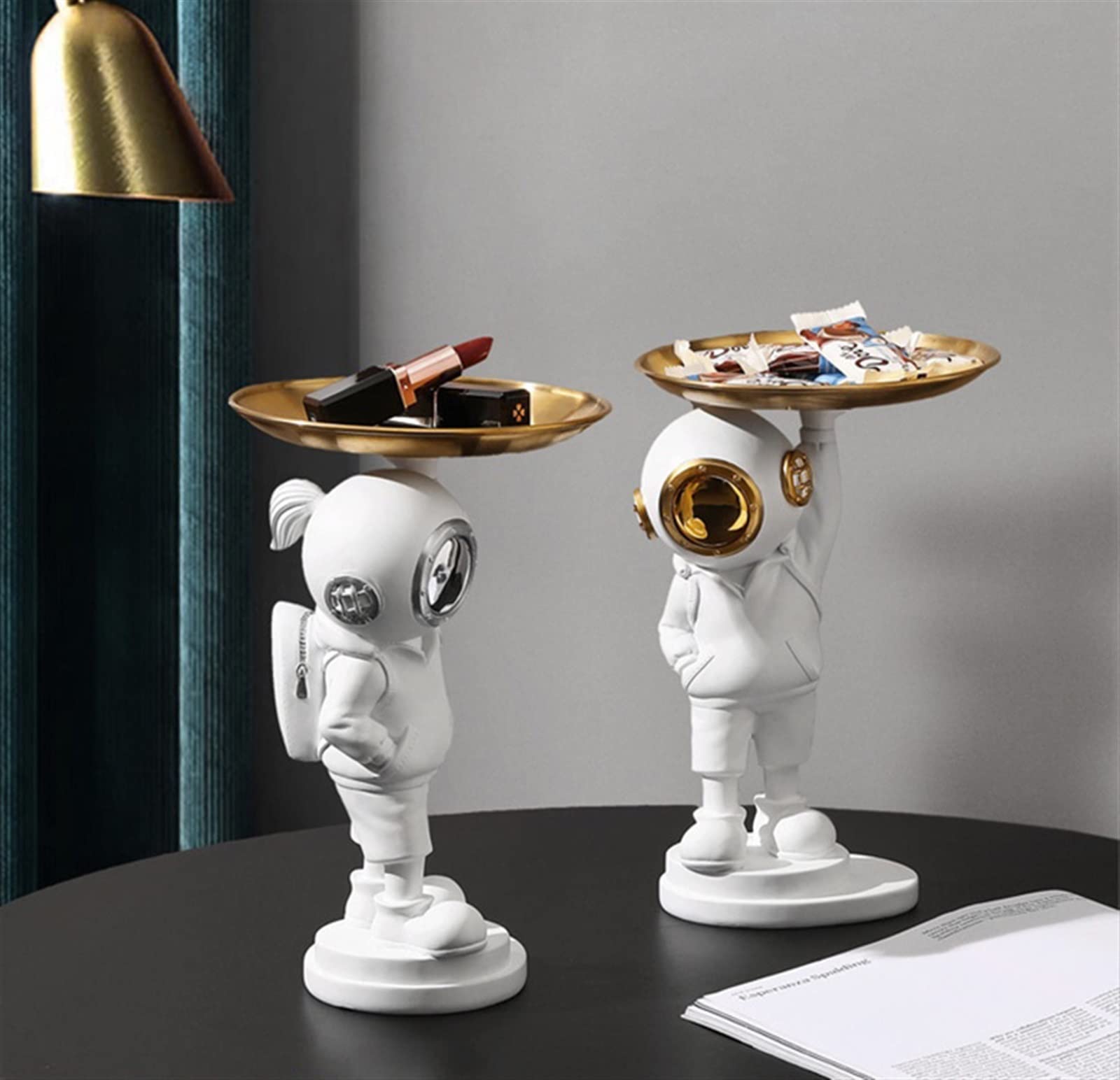 Creative Gold Diver Sculpture Statue - Unique Desktop Decoration & Candy Dish for Office, Coffee Table - Funny Resin Home Decor Gift with Storage - Perfect for Home, Office & Party Decorations