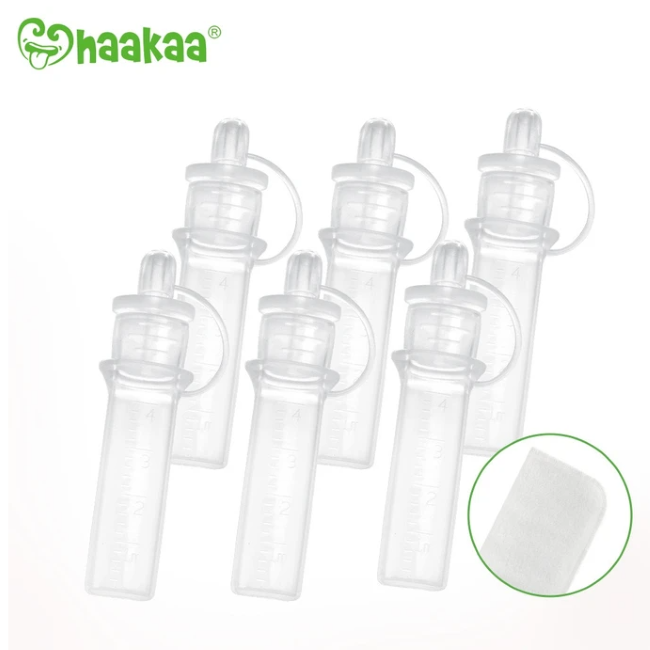 Haakaa Silicone Breast Milk Collector 6-Pack Set - Gentle Manual Breast Pump for Nursing Moms, Perfect for Breastfeeding, Travel & On-the-Go Use