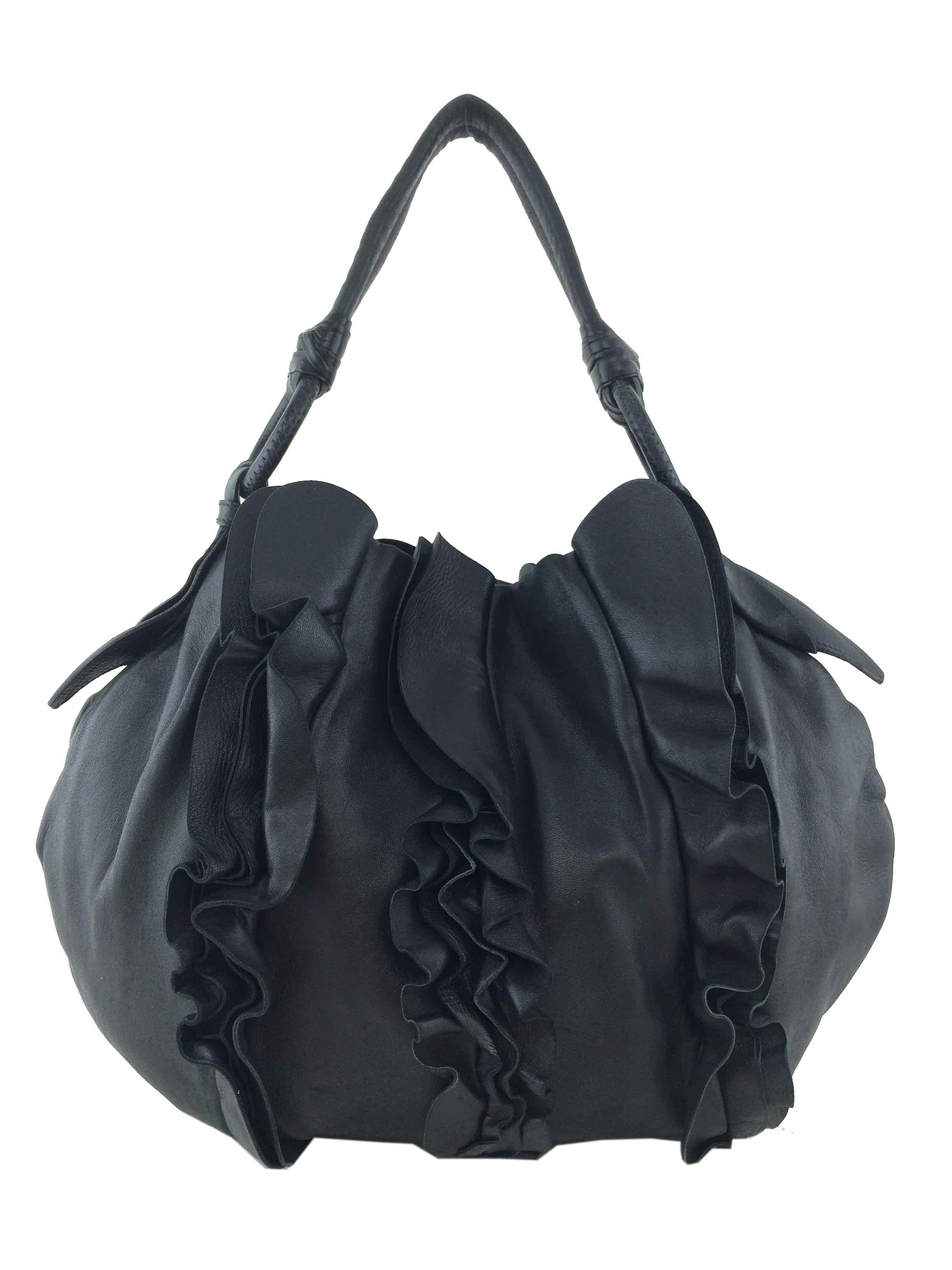 Prada Nappa Leather Ruffle Hobo Bag - Women's Designer Shoulder Bag for Work, Travel & Everyday Use