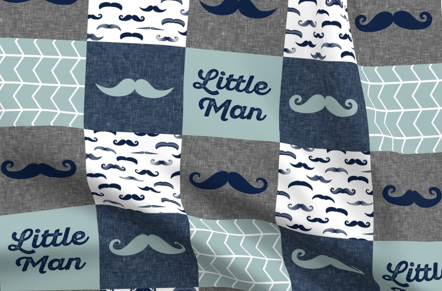 Little Man Mustache Quilt Fabric - Navy & Dusty Blue Cheater Print on Soft Minky - Fat Quarter for Baby Blankets, Quilt Backing & Sewing Projects | Perfect for Nursery Decor, DIY Gifts & Cozy Home Textiles