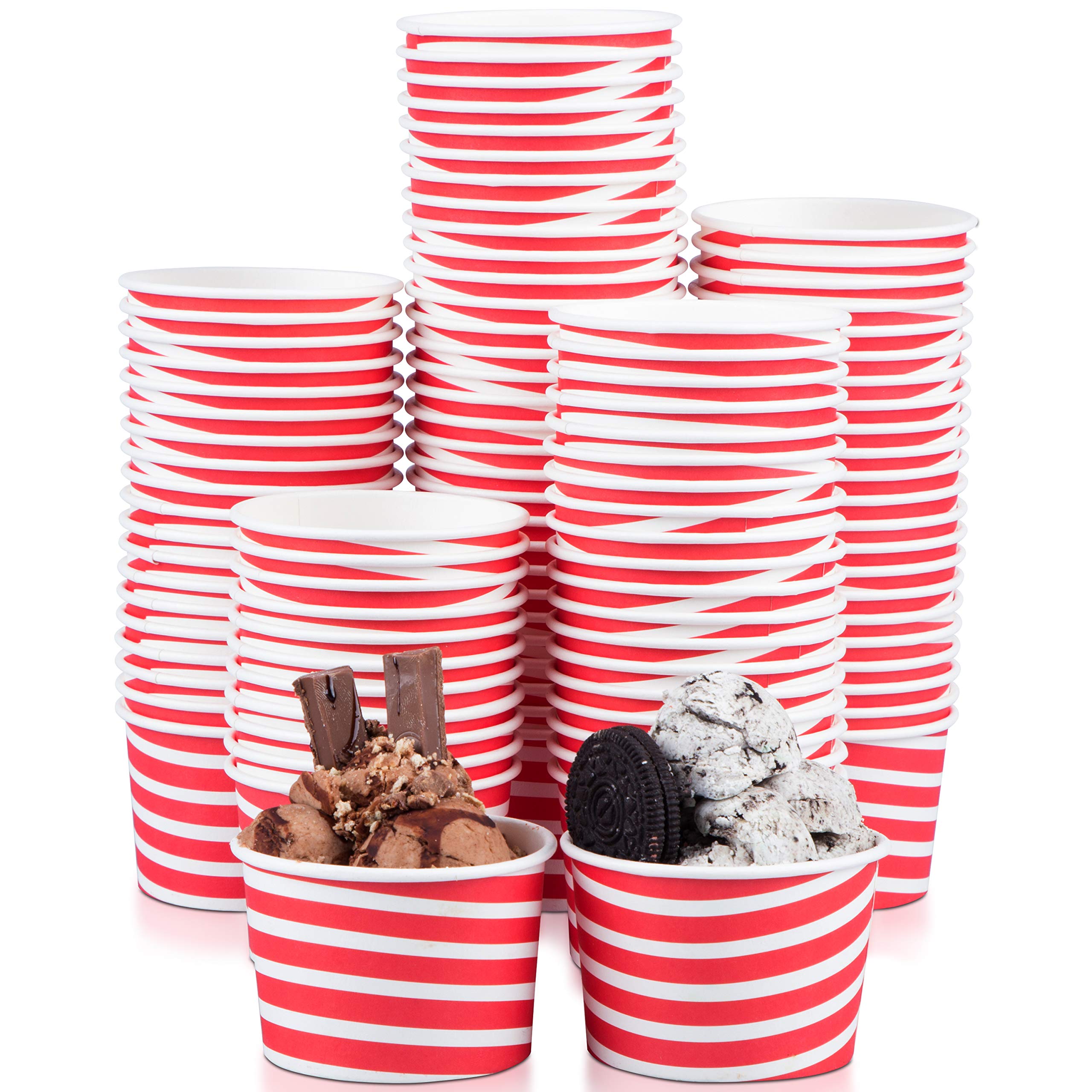100 Pack Disposable Ice Cream Cups - Premium Sundae & Frozen Yogurt Dessert Bowls for Parties, Catering & Home Use