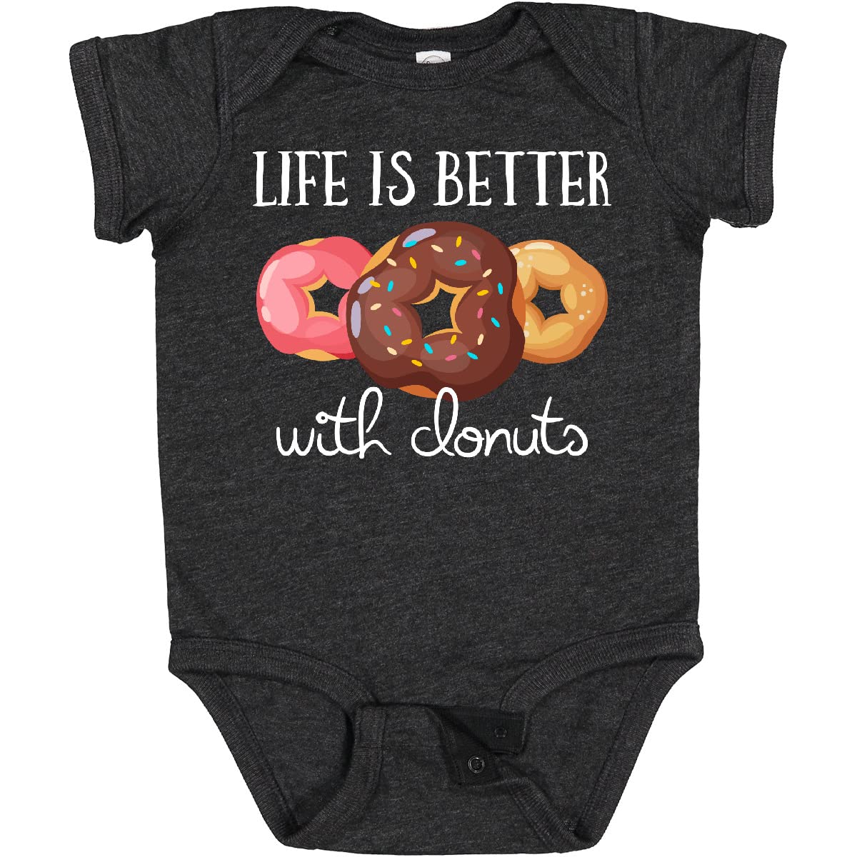 Inktastic Life is Better with Donuts Baby Bodysuit - Cute Donut-Themed Onesie for Infants & Toddlers - Perfect for Birthday Gifts, Photo Shoots & Everyday Wear