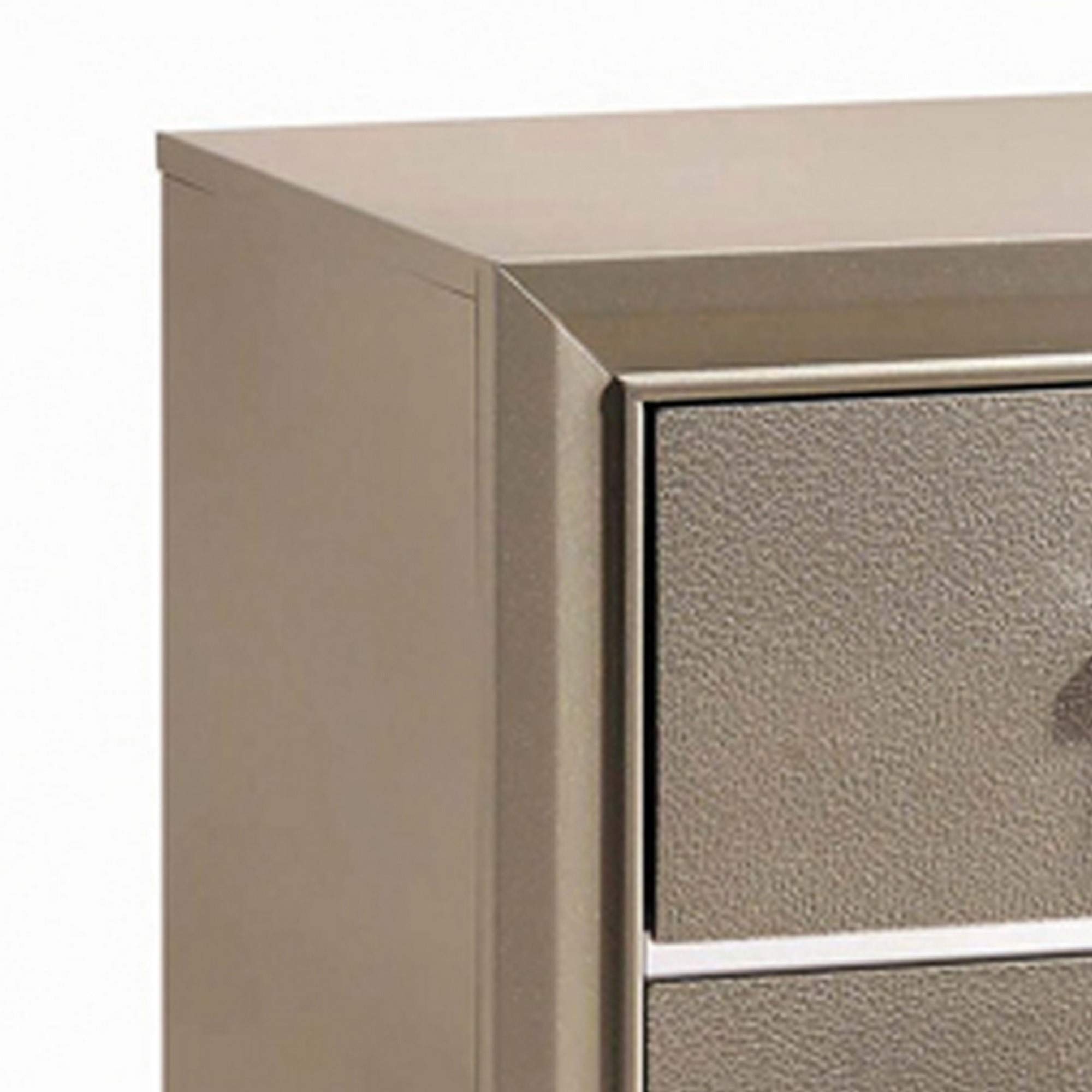 Benjara 2-Drawer Modern Nightstand with Mirror Accents & Metal Handles, Silver Finish - Stylish Bedside Table for Bedroom Decor & Storage