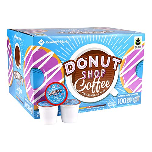 Member's Mark Donut Shop Coffee Pods - 100 Single-Serve Cups (Pack of 3) | Premium K-Cup Compatible Coffee for Keurig Brewers | Perfect for Home, Office & Breakfast Time
