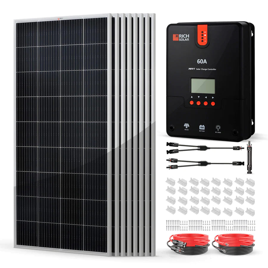 Rich Solar 1600 Watt Solar Panel Kit with Charge Controller - Complete Off-Grid Power Solution for Homes, RVs & Camping