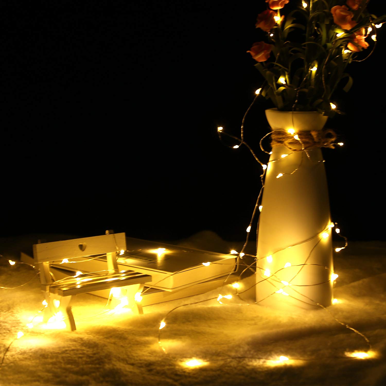 TingMiao 33ft 100 LED Copper Wire Fairy Lights - 8 Modes USB Powered String Lights with Remote Control, Warm White (2 Pack) - Perfect for Wedding, Party, Home, Christmas & Indoor/Outdoor Decoration