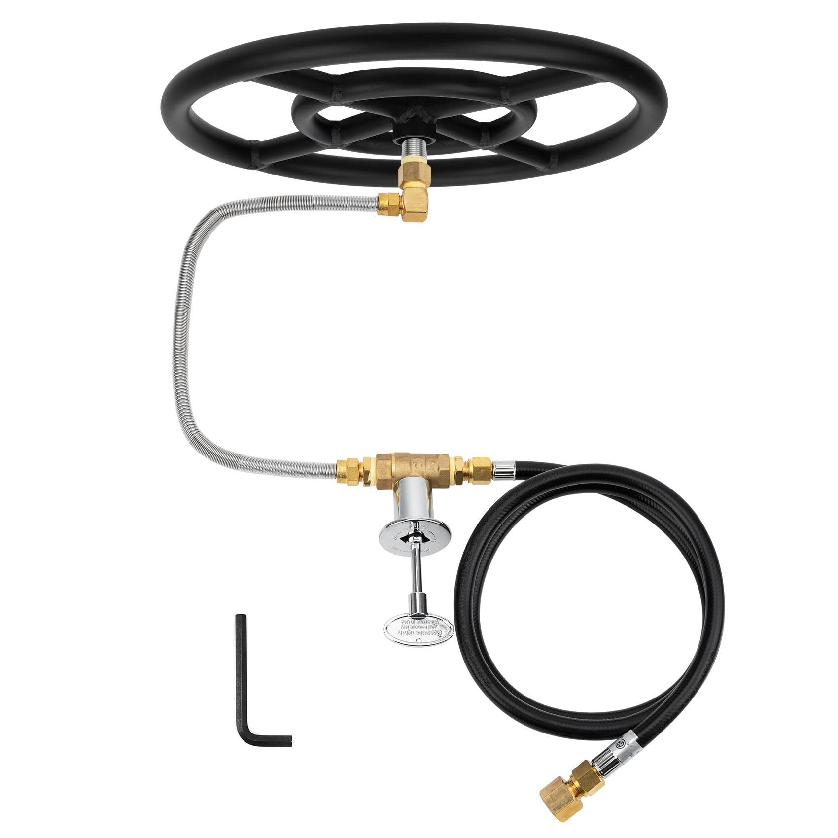 Stanbroil 12-Inch Black Steel Natural Gas Fire Pit Burner Ring Kit - Easy Installation for Outdoor Patio, Backyard & Camping Fire Pits