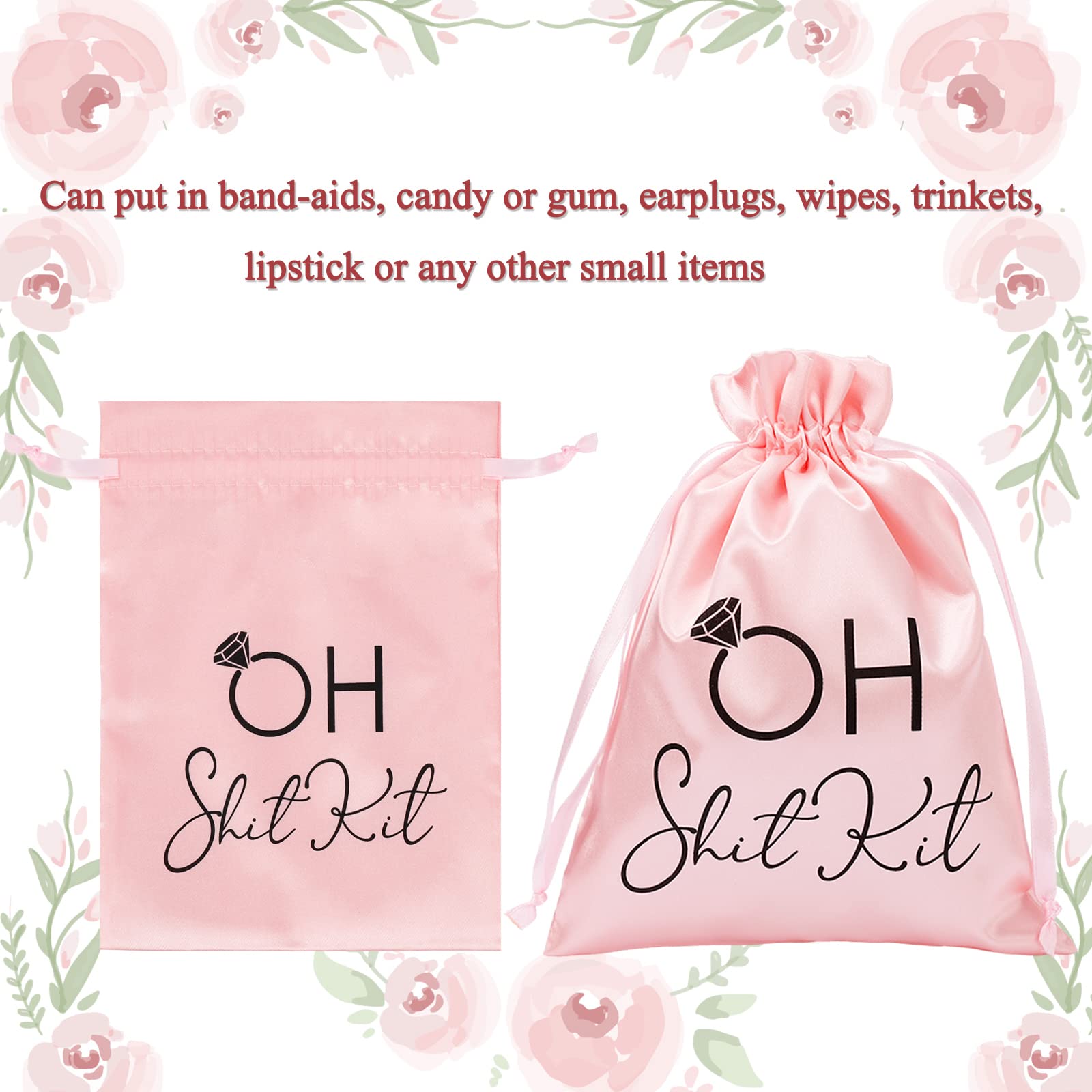 Whaline 10Pcs Pink Bachelorette Party Favor Hangover Kit Bags - 6x8 Inch Large Drawstring Gift Bags for Wedding, Bridal Shower & Recovery Gifts - Perfect for Hangover Survival Kits, Bridesmaid Gifts & Party Favors