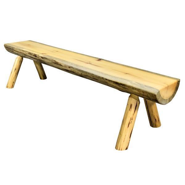 Rustic Half Log Plank Bench - Natural Wood Outdoor Seating for Garden, Patio, and Backyard Decor - Perfect for Camping, Picnics, and Relaxation