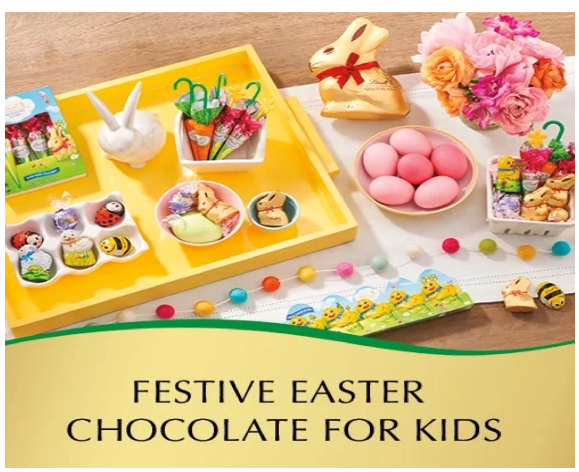 Lindt Chocolate Tulips - 4 Pack Solid Milk Chocolate Lollipops on Sticks - Premium Easter Basket Stuffers - Delicious Treats for Parties, Gifts & Family Sharing - Perfect for Easter Celebrations & Sweet Moments