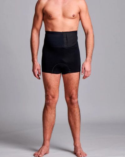 CUI Unisex Anti Roll Mesh Ostomy Hernia Support Belt - 15cm/6inch Large Black (No Opening) - Post-Surgery Comfort & Active Lifestyle Support