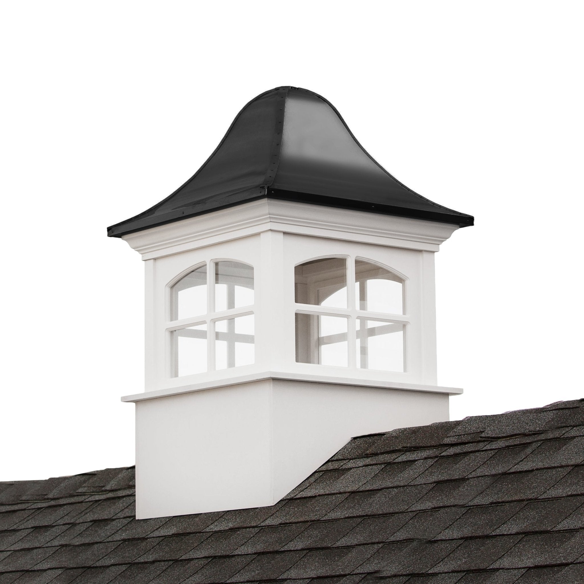 Greenwich Vinyl Cupola with Black Aluminum Roof - Weatherproof & Durable Decorative Roof Vent for Home, Barn, or Garage - Perfect for Ventilation & Aesthetic Appeal