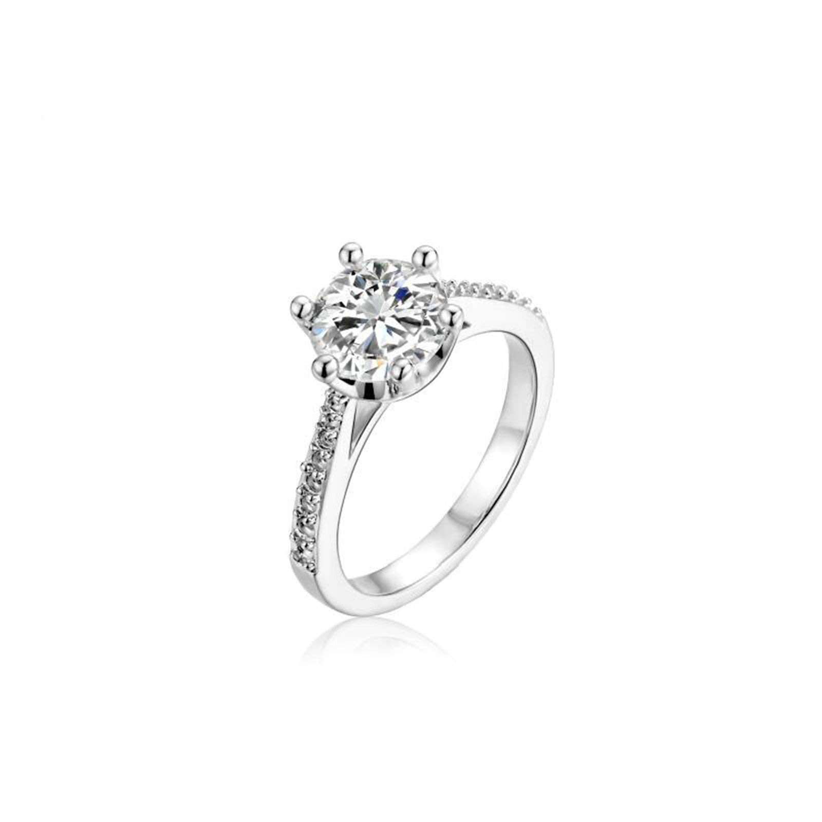 Daesar 925 Sterling Silver Promise Ring for Women - Round White Cubic Zirconia Wedding Band, Anniversary Gift for Her - Perfect for Engagements, Proposals & Special Occasions