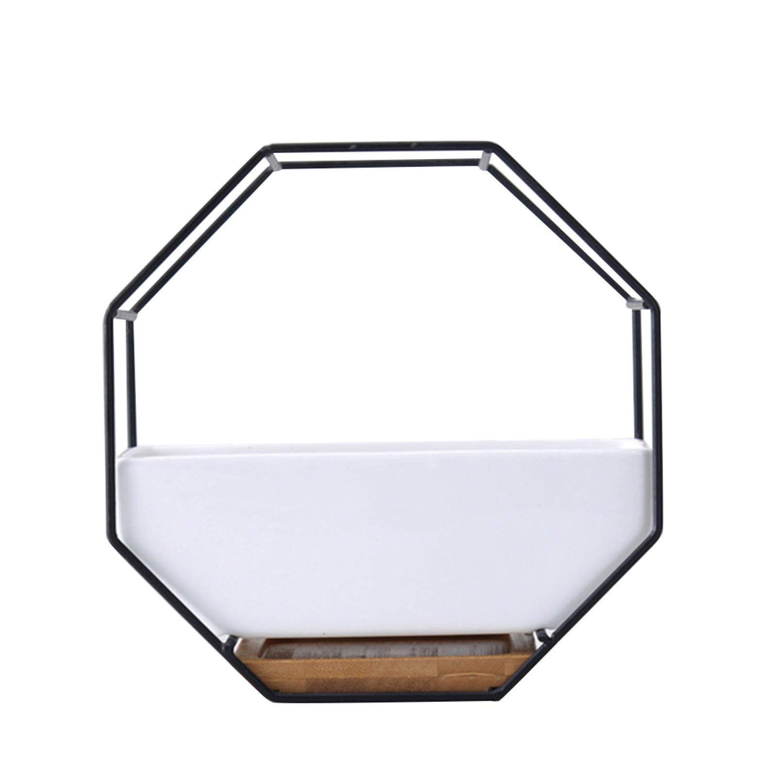 Octagon Wall Hanging Succulent Planter - Ceramic Flower Pot with Drainage Hole, Black Home Decor for Indoor Plants | Perfect Housewarming Gift & Garden Tools Accessory | Ideal for Living Room, Balcony, and Office Decor