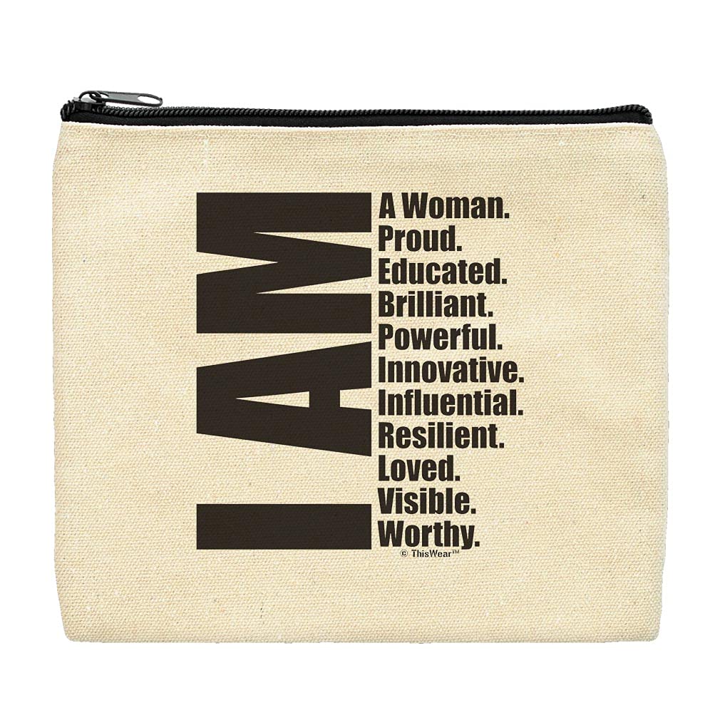 Inspirational Gifts for Mom - 'I Am a Woman Proud Educated Brilliant Powerful' Makeup Bag | Perfect for Mother's Day, Birthday & Travel Essentials