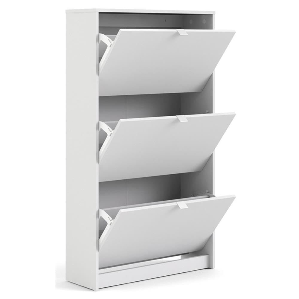 TVILUM White Shoe Cabinet - Modern Entryway Storage Organizer for Shoes, Boots & Accessories | Perfect for Hallway, Closet & Mudroom Organization