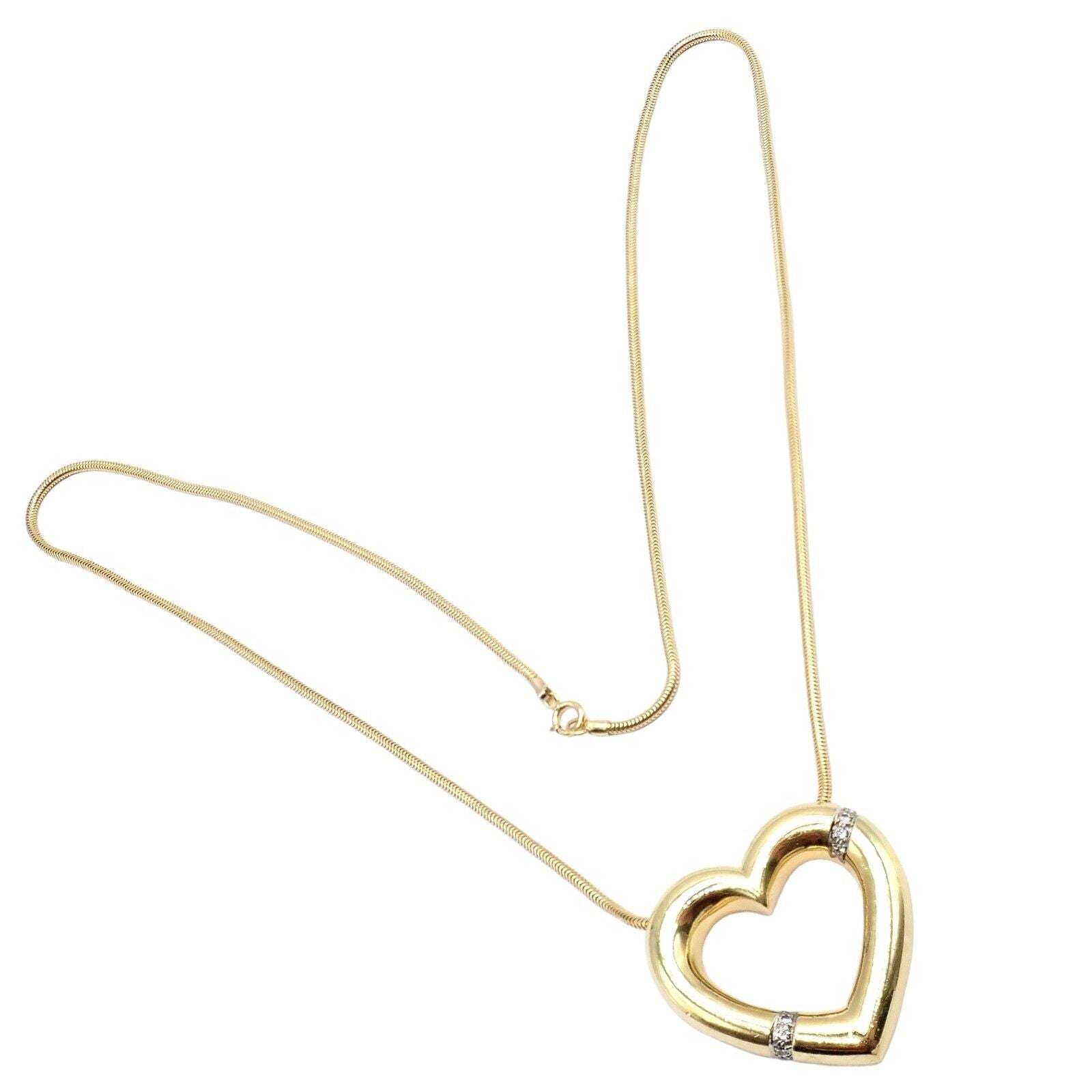 Vintage Tiffany & Co Picasso 18k Yellow Gold Diamond Large Heart Pendant Necklace for Women - Elegant Jewelry Gift for Anniversary, Valentine's Day & Special Occasions