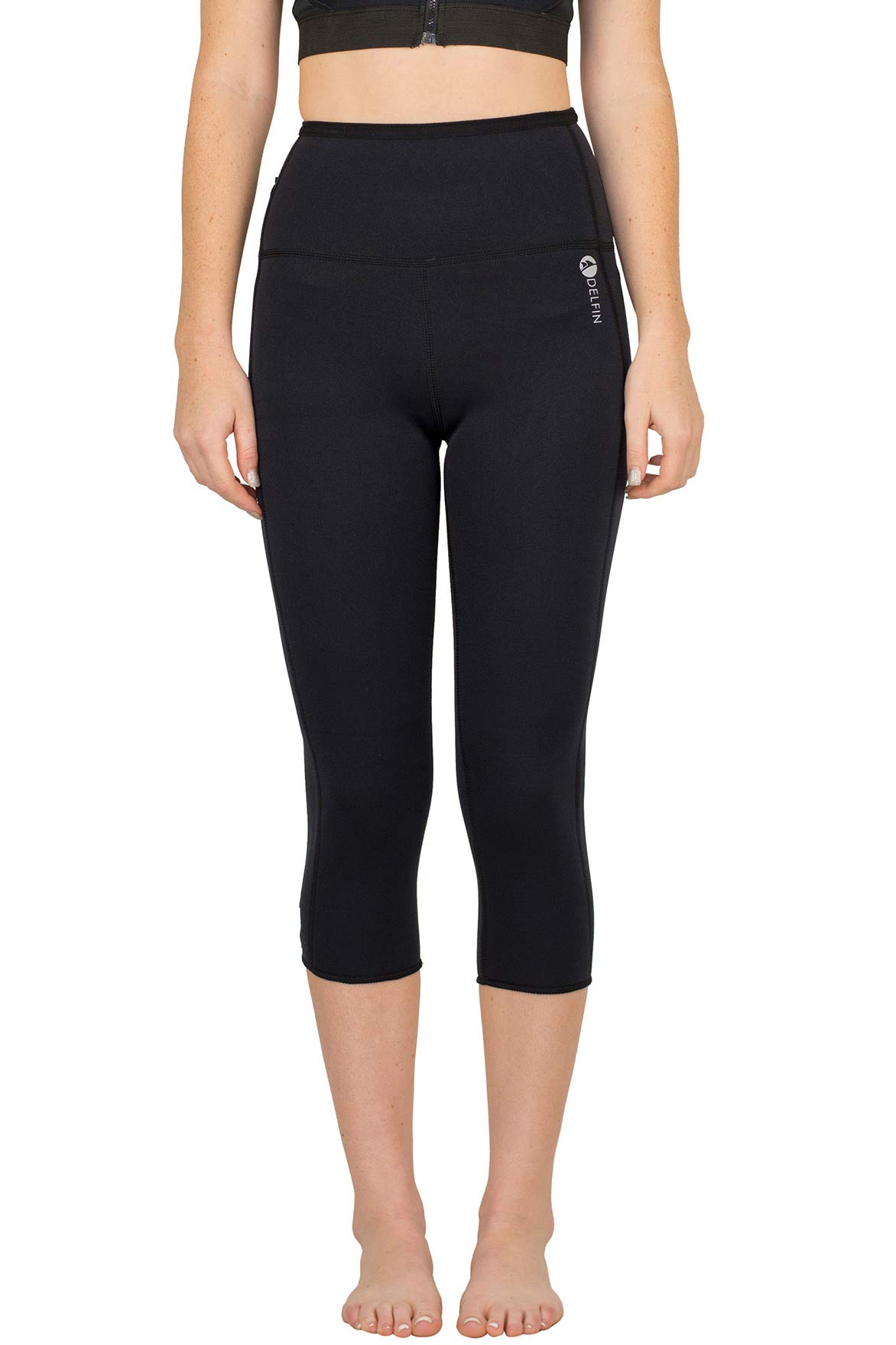 Delfin Spa Women's Neoprene Workout Capris - Thermal Heat Retention, High Waist Yoga Pants for Gym, Running & Fitness Training - Perfect for Cold Weather Workouts & Postpartum Recovery