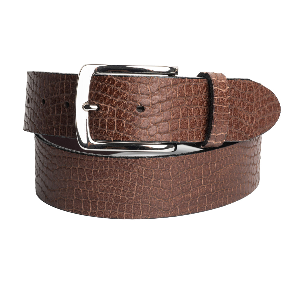 Premium Embossed Full Grain Italian Leather Belt for Men - Stylish & Durable Fashion Accessory for Casual, Business & Formal Wear