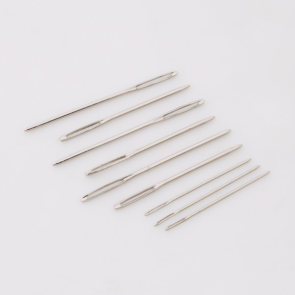 9Pcs Big Eye Beading Needles - Stainless Steel Sewing & Embroidery Needles for Jewelry Making, Cross Stitch, and Handicrafts | Durable & Flexible Crafting Tools