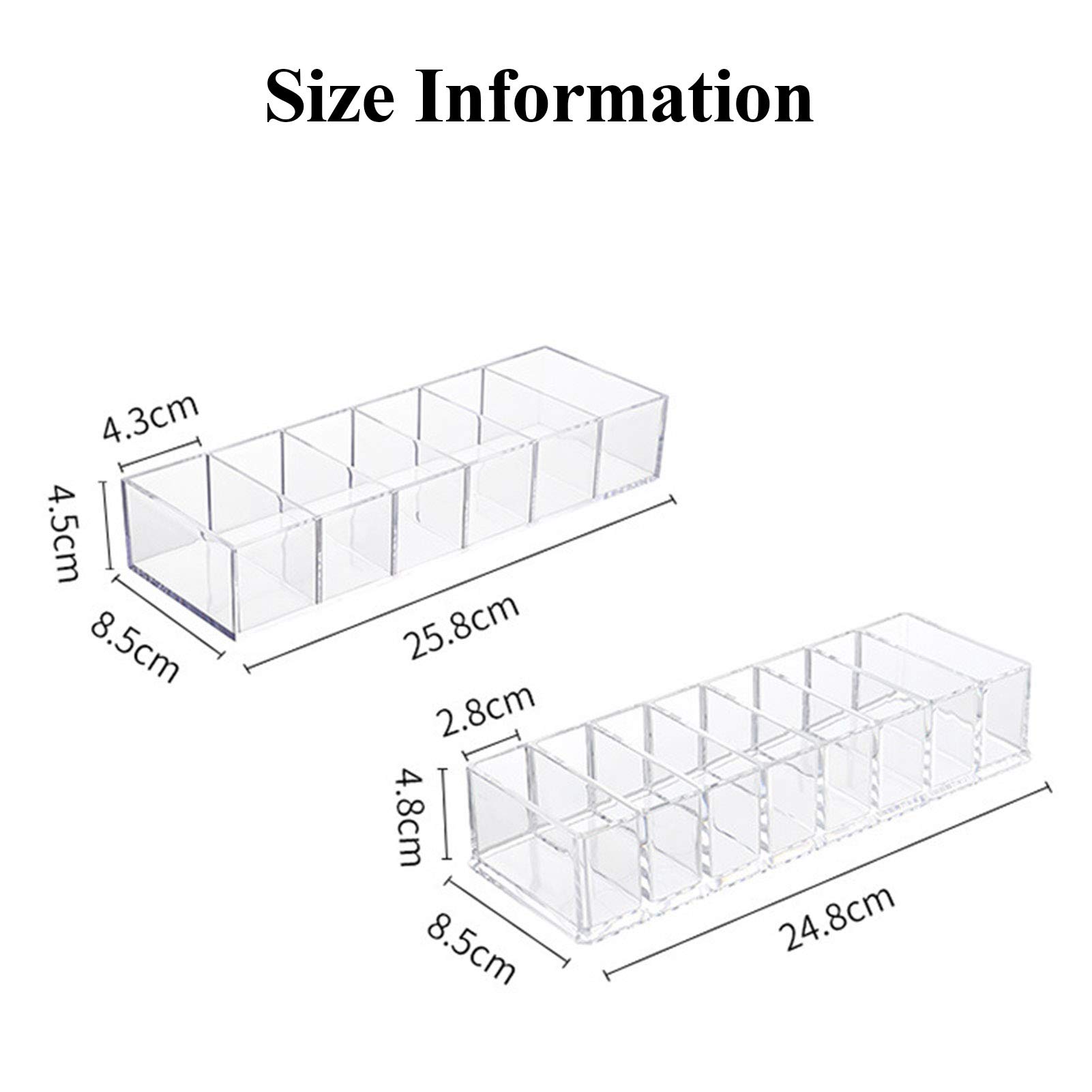 2-Pack Clear Acrylic Makeup Organizer - Cosmetic Storage Display Case Box for Dresser, Vanity & Bathroom Countertop | Perfect for Lipsticks, Brushes & Skincare Products (Transparent)