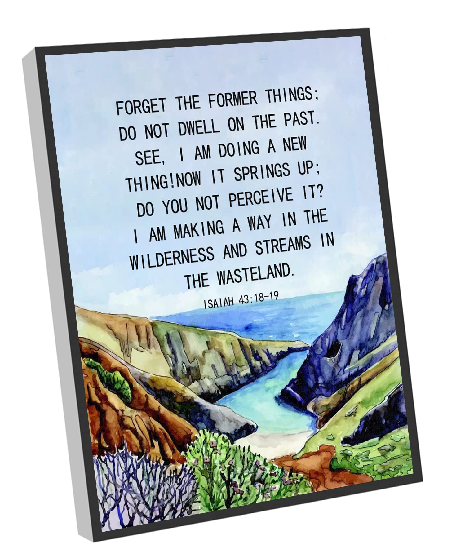Isaiah 43:18-19 Watercolor Canvas Wall Art - Bible Verse Home Decor for Living Room