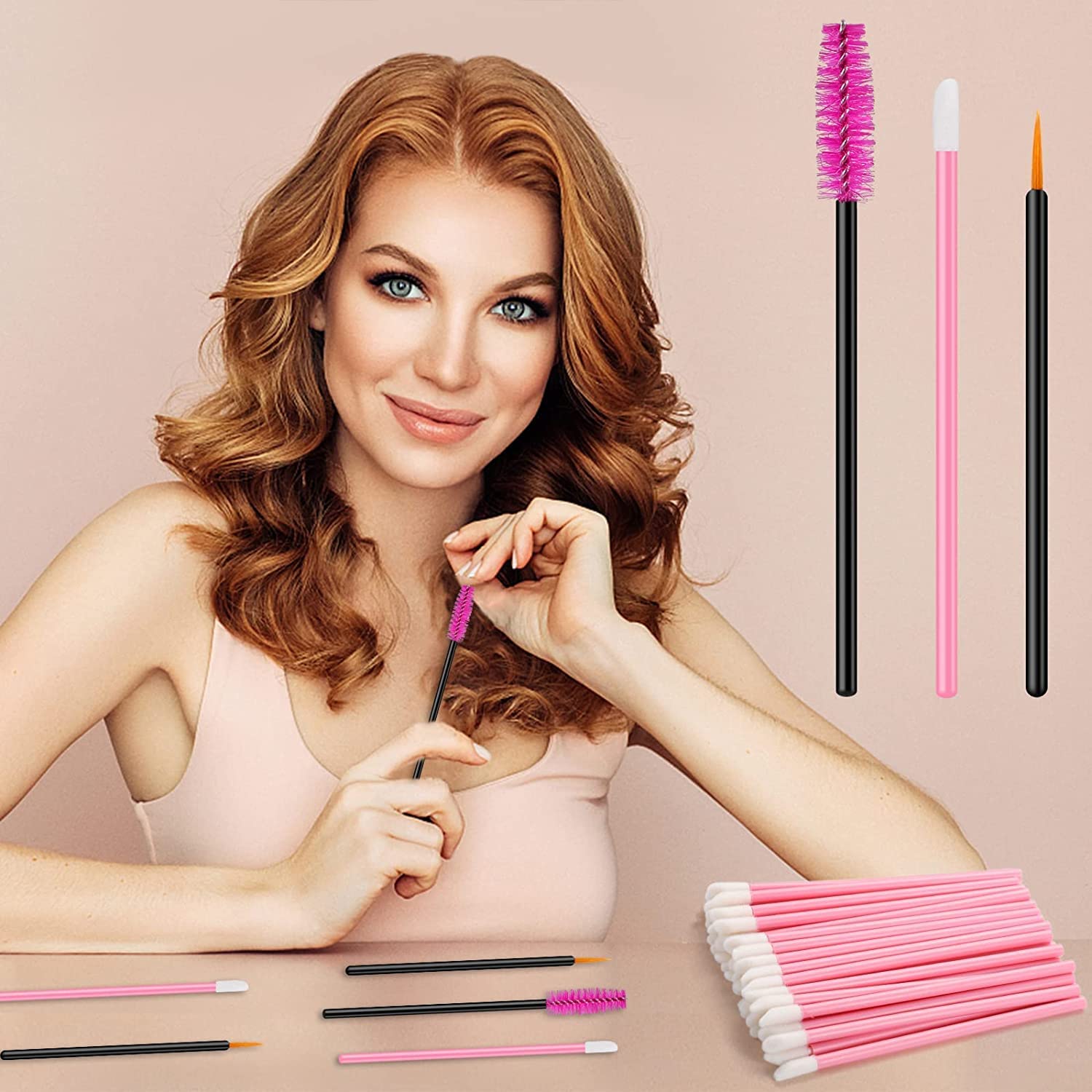 50-Piece Professional Makeup Brush Set - Mascara, Eyeliner & Lip Applicator Wands - Reusable Beauty Tools for Salon & Home Use (20 Mascara Brushes, 20 Lip Wands, 10 Eyeliner Brushes) - Perfect for Makeup Artists, Beginners & DIY Beauty Lovers
