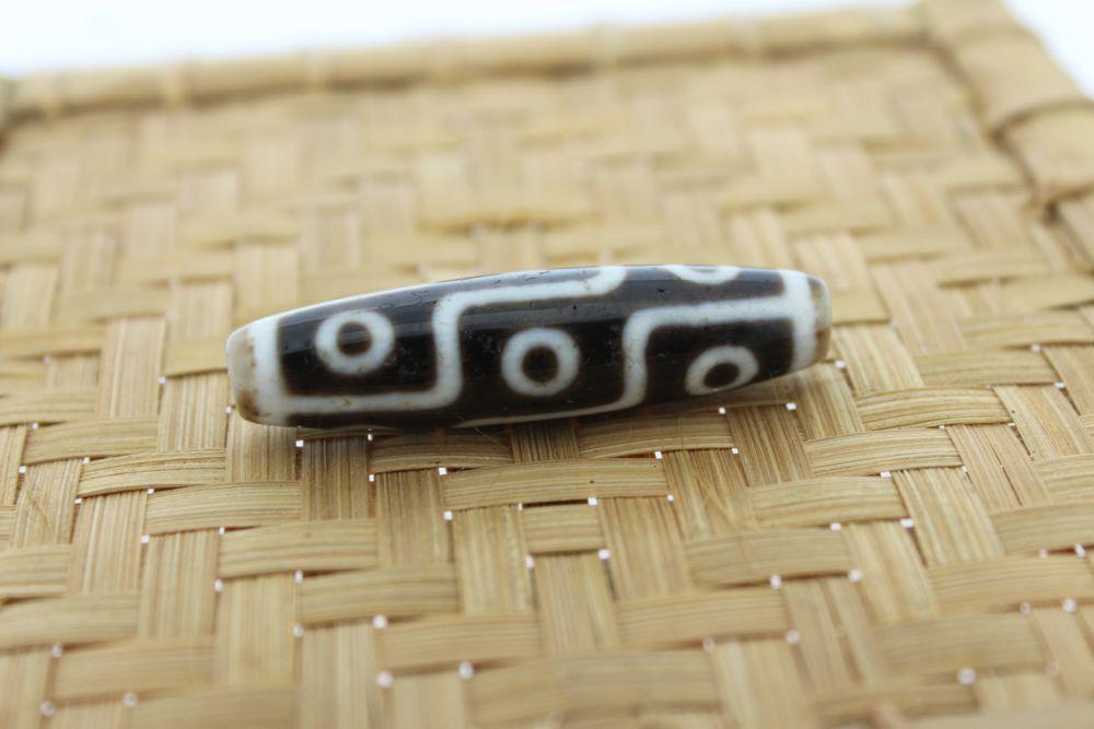 Authentic 9-Eye Dzi Bead Agate Stone - Genuine Tibetan Buddhist Mala Bead for Meditation, Spiritual Protection & Good Luck - Perfect for Jewelry Making, Prayer Bracelets & Healing Crystals Collection