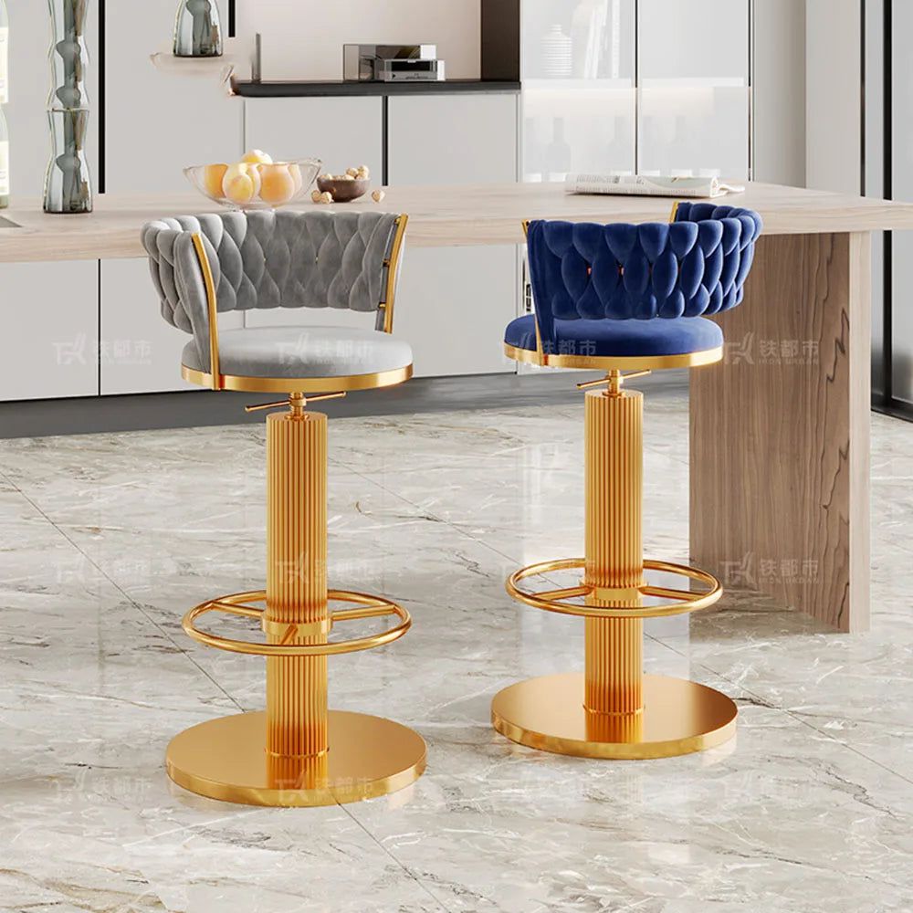 Luxury Velvet Bar Stools for Kitchen Island & Counter - Adjustable Height Modern Bar Chairs for Home, Cafe & Restaurant Decor