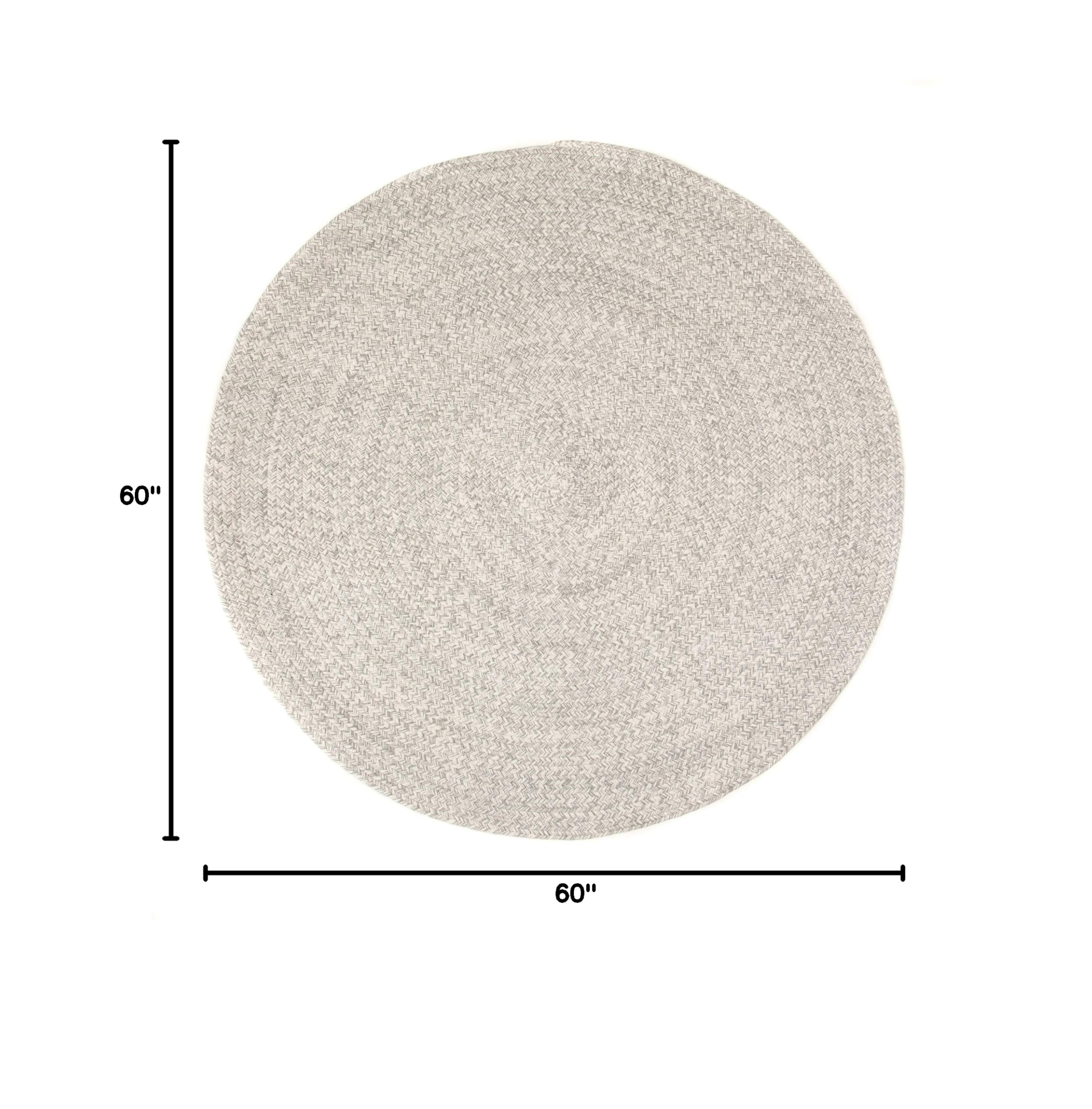 Super Soft Braided Farmhouse Area Rug - Reversible Cotton Kitchen Carpet in Gray & White, 6' Round - Perfect for Living Room, Bedroom & Dining Room Decor
