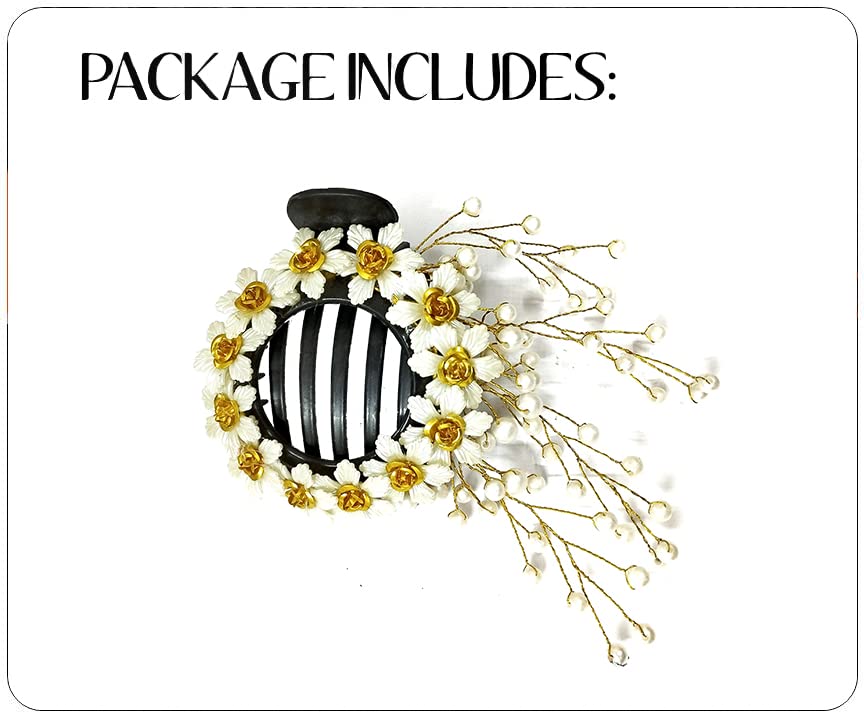 Judapin White Artificial Pearl & Flower Hair Clip - Elegant Bridal Hair Pin for Women & Girls | Perfect for Weddings, Prom, Parties & Special Occasions