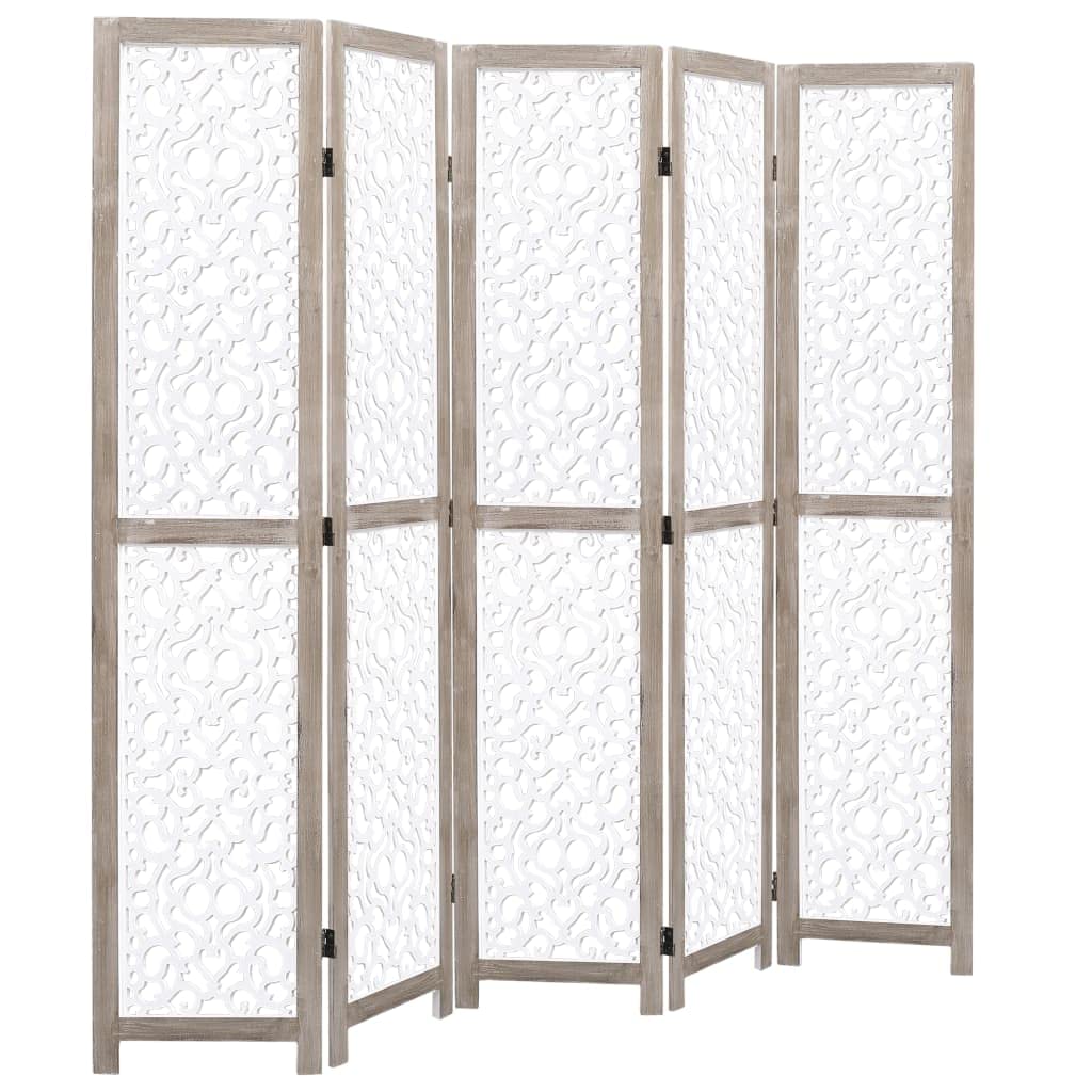 CHARMMA 5-Panel White Room Divider Screen - 68.9