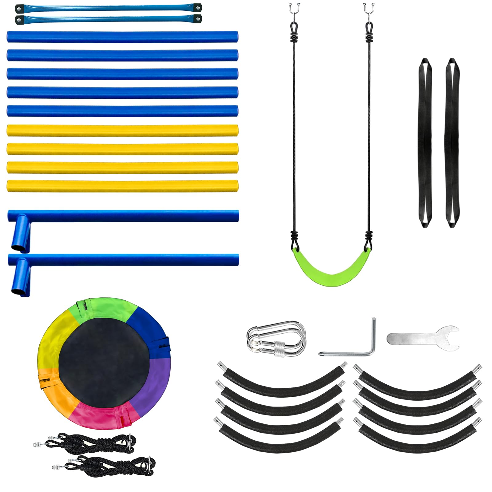 440lbs Heavy Duty 2-Seat Metal Swing Set for Backyard - Includes 1 Saucer Swing & 1 Belt Swing Seat with A-Frame Stand | Outdoor Playset for Kids | Perfect for Gardens, Parks & Backyard Fun