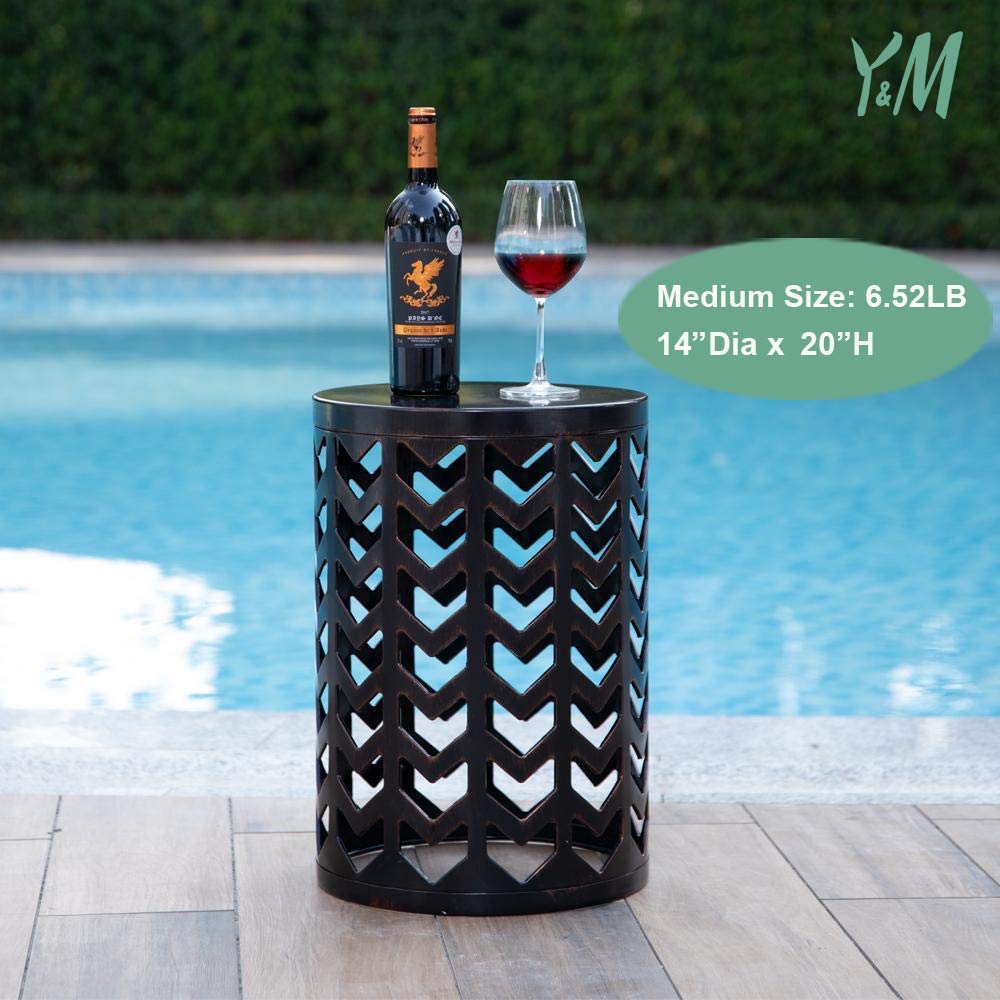 Y&M 3-Piece Nesting Side Table Set - Modern Industrial Stacking Coffee Tables for Living Room, End Tables & Outdoor Garden Stool - Heavy Duty Black with Bronze Finish (Perfect for Small Spaces, Patio Decor & Apartment Living) - Ships from USA