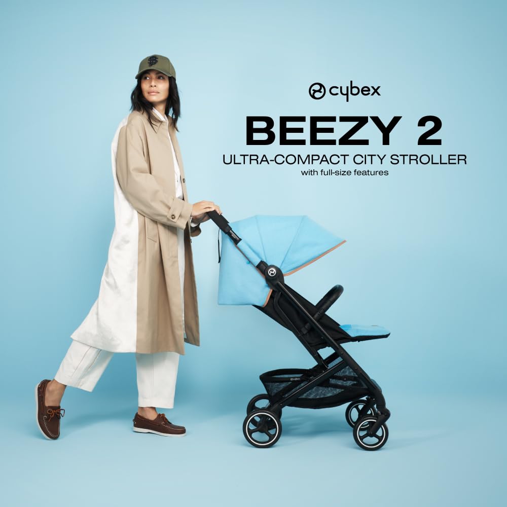 CYBEX Beezy 2 Compact Lightweight Travel Stroller for Infants & Toddlers - Dark Blue | Compatible with CYBEX Car Seats | Perfect for Air Travel, Shopping & City Walks